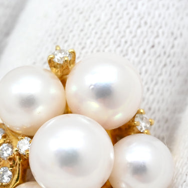 ミキモト MIKIMOTO パール ダイヤ パールホワイト×イエローゴールド K18YG パール ダイヤモンド リング 指輪 K18YG Au750 18K 18金 真珠 アコヤ あこや 13号