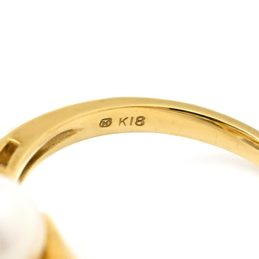 ミキモト MIKIMOTO パール ダイヤ パールホワイト×イエローゴールド K18YG パール ダイヤモンド リング 指輪 K18YG Au750 18K 18金 真珠 アコヤ あこや 13号
