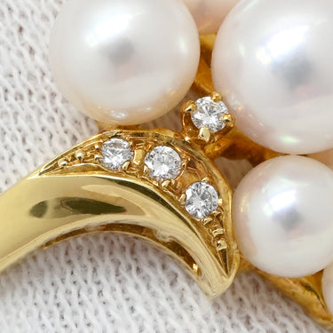 ミキモト MIKIMOTO パール ダイヤ パールホワイト×イエローゴールド K18YG パール ダイヤモンド リング 指輪 K18YG Au750 18K 18金 真珠 アコヤ あこや 13号
