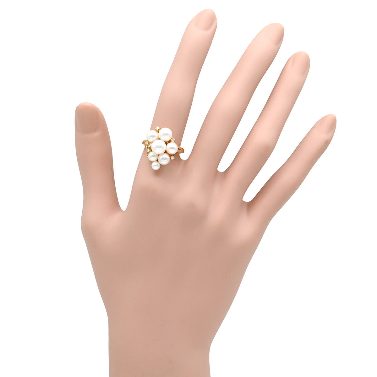 ミキモト MIKIMOTO パール ダイヤ パールホワイト×イエローゴールド