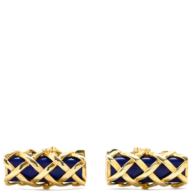 ティファニー Tiffany & Co イエローゴールド×ネイビー K18YG カフス T&Co. Au750 18K カフリンクス カフスボタン 色石 ネイビー 紺 ブルー