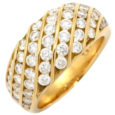 ノンブランド NON BRAND ダイヤモンド 1.50ct イエローゴールド K18YG ダイヤモンド リング 指輪 K18YG パヴェ メレダイヤ チャネルセッティング 幅広 ボリュームリング 11号
