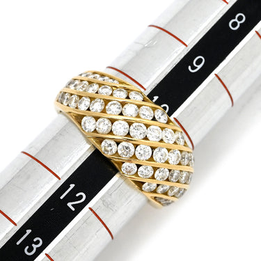 ノンブランド NON BRAND ダイヤモンド 1.50ct イエローゴールド K18YG ダイヤモンド リング 指輪 K18YG パヴェ メレダイヤ チャネルセッティング 幅広 ボリュームリング 11号