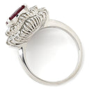 ノンブランド NON BRAND ルビー 2.32ct ダイヤ 1.12ct レッド×プラチナシルバー Pt900 ルビー ダイヤモンド リング 指輪 赤 1石 1粒 プラチナ パヴェ ヘイローデザイン オーバル 13号