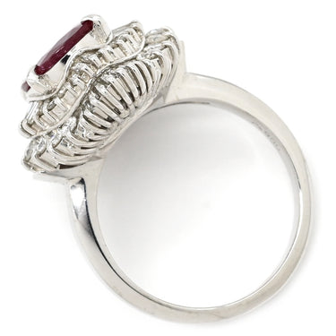 ノンブランド NON BRAND ルビー 2.32ct ダイヤ 1.12ct レッド×プラチナシルバー Pt900 ルビー ダイヤモンド リング 指輪 赤 1石 1粒 プラチナ パヴェ ヘイローデザイン オーバル 13号