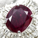 ノンブランド NON BRAND ルビー 2.32ct ダイヤ 1.12ct レッド×プラチナシルバー Pt900 ルビー ダイヤモンド リング 指輪 赤 1石 1粒 プラチナ パヴェ ヘイローデザイン オーバル 13号