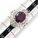 ノンブランド NON BRAND ルビー 2.32ct ダイヤ 1.12ct レッド×プラチナシルバー Pt900 ルビー ダイヤモンド リング 指輪 赤 1石 1粒 プラチナ パヴェ ヘイローデザイン オーバル 13号