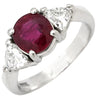 ノンブランド NON BRAND ルビー 1.76ct ダイヤ 0.621ct レッド×プラチナシルバー Pt900 ルビー ダイヤモンド リング 指輪 赤 1P 1石 1粒 プラチナ Pt900 トリリアントカット オーバル 楕円 トリロジー 10号