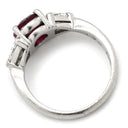 ノンブランド NON BRAND ルビー 1.76ct ダイヤ 0.621ct レッド×プラチナシルバー Pt900 ルビー ダイヤモンド リング 指輪 赤 1P 1石 1粒 プラチナ Pt900 トリリアントカット オーバル 楕円 トリロジー 10号