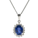 ノンブランド NON BRAND ブルーサファイア 1.47ct ダイヤ 0.2ct ブルー×プラチナシルバー Pt900 サファイア ダイヤモンド Pt850(チェーン/造幣局検定マーク) ネックレス Pt900 プラチナ 青 ヘイローデザイン