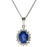 ノンブランド NON BRAND ブルーサファイア 1.47ct ダイヤ 0.2ct ブルー×プラチナシルバー Pt900 サファイア ダイヤモンド Pt850(チェーン/造幣局検定マーク) ネックレス Pt900 プラチナ 青 ヘイローデザイン