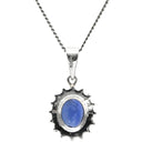 ノンブランド NON BRAND ブルーサファイア 1.47ct ダイヤ 0.2ct ブルー×プラチナシルバー Pt900 サファイア ダイヤモンド Pt850(チェーン/造幣局検定マーク) ネックレス Pt900 プラチナ 青 ヘイローデザイン
