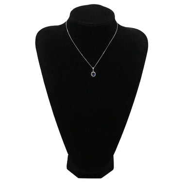 ノンブランド NON BRAND ブルーサファイア 1.47ct ダイヤ 0.2ct ブルー×プラチナシルバー Pt900 サファイア ダイヤモンド Pt850(チェーン/造幣局検定マーク) ネックレス Pt900 プラチナ 青 ヘイローデザイン