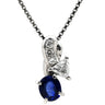 ノンブランド NON BRAND ブルーサファイア 0.74ct ダイヤペンダント ブルー×プラチナシルバー Pt900 サファイア ダイヤモンド Pt850(チェーン) ネックレス 青 ブルー プラチナ オーバルミックスカット