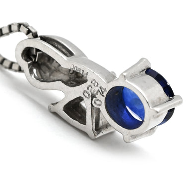 ノンブランド NON BRAND ブルーサファイア 0.74ct ダイヤペンダント ブルー×プラチナシルバー Pt900 サファイア ダイヤモンド Pt850(チェーン) ネックレス 青 ブルー プラチナ オーバルミックスカット