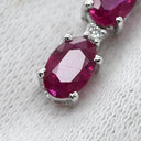 ノンブランド NON BRAND ルビー 4.32ct ダイヤ レッド×ホワイトゴールド K18WG ルビー ダイヤモンド ピアス ビルマ産 赤 18K 750WG オーバルミックスカット ドロップ 4連 4石 スイング 3Pダイヤ