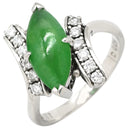 ノンブランド NON BRAND ヒスイ 1.77ct ダイヤモンド プラチナシルバー Pt900 ヒスイ ダイヤモンド リング 指輪 緑 グリーン 翡翠 ひすい ジェダイト ミックスカボションカット 10号