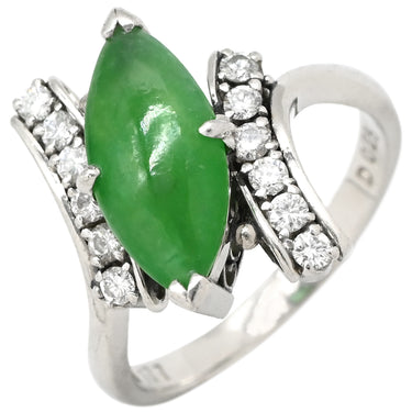 ノンブランド NON BRAND ヒスイ 1.77ct ダイヤモンド プラチナシルバー Pt900 ヒスイ ダイヤモンド リング 指輪 緑 グリーン 翡翠 ひすい ジェダイト ミックスカボションカット 10号