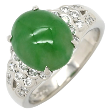 ノンブランド NON BRAND ヒスイ 3.95ct ダイヤモンド プラチナシルバー Pt900 ヒスイ ダイヤモンド リング 指輪 緑 グリーン 翡翠 ひすい ジェダイト プラチナ900 11号