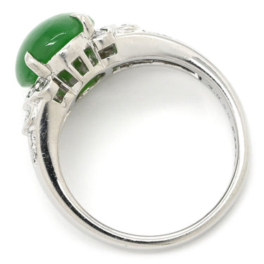 ノンブランド NON BRAND ヒスイ 3.95ct ダイヤモンド プラチナシルバー Pt900 ヒスイ ダイヤモンド リング 指輪 緑 グリーン 翡翠 ひすい ジェダイト プラチナ900 11号