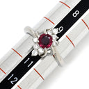 ノンブランド NON BRAND ルビー 0.63ct ダイヤ 0.48ct レッド×プラチナシルバー Pt900 ルビー ダイヤモンド リング 指輪 赤 1P 1石 1粒 プラチナ Pt900 メレダイヤ パヴェ バケットカット 10号