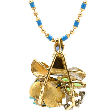 山本真理 MARI YAMAMOTO ゴールド×マルチカラー K18YG Pt900 ダイヤモンド ブルーサファイア グリーングロシュラーガーネット ボルダーオパール トルコ石 ネックレス K18YG×Pt900 Au750 18K 18金 ダイヤ サファイア ガーネット オパール トルコ石