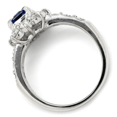 ノンブランド NON BRAND ブルーサファイア 0.97ct ダイヤ 0.94ct ブルー×プラチシルバー Pt900 サファイア ダイヤモンド リング 指輪 青 Pt900 プラチナ ステップカット 10号