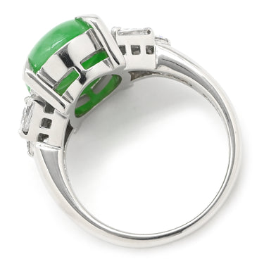 ノンブランド NON BRAND ヒスイ 3.98ct ダイヤモンド プラチナシルバー Pt900 ヒスイ ダイヤモンド リング 指輪 緑 グリーン 翡翠 ひすい ジェダイト プラチナ900 13号