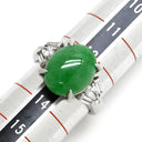 ノンブランド NON BRAND ヒスイ 3.98ct ダイヤモンド プラチナシルバー Pt900 ヒスイ ダイヤモンド リング 指輪 緑 グリーン 翡翠 ひすい ジェダイト プラチナ900 13号