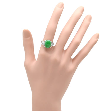 ノンブランド NON BRAND ヒスイ 3.98ct ダイヤモンド プラチナシルバー Pt900 ヒスイ ダイヤモンド リング 指輪 緑 グリーン 翡翠 ひすい ジェダイト プラチナ900 13号