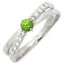 ノンブランド NON BRAND ガーネット 0.19ct ダイヤ 0.13ct グリーン×プラチナシルバー Pt900 ガーネット ダイヤモンド リング 指輪 緑 プラチナ900 デマントイドガーネット 12.5号