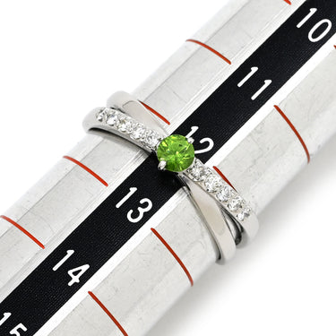 ノンブランド NON BRAND ガーネット 0.19ct ダイヤ 0.13ct グリーン×プラチナシルバー Pt900 ガーネット ダイヤモンド リング 指輪 緑 プラチナ900 デマントイドガーネット 12.5号