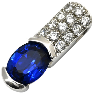 ノンブランド NON BRAND ブルーサファイア 0.85ct ダイヤモンド ブルー×プラチナシルバー Pt900 サファイア ダイヤモンド ペンダントトップ 青 オーバルミックスカット プラチナ