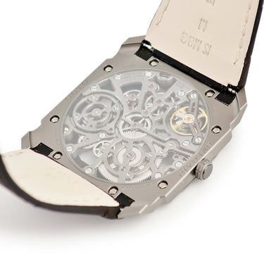 腕時計 ブルガリ BVLGARI オクト フィニッシモ スケルトン 102714/BGO40TLXTSK 手巻き メンズ 新同品 オクタゴン 極薄 軽量 グレー Ti