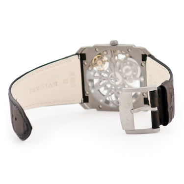 腕時計 ブルガリ BVLGARI オクト フィニッシモ スケルトン 102714/BGO40TLXTSK 手巻き メンズ 新同品 オクタゴン 極薄 軽量 グレー Ti
