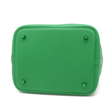 エルメス HERMES ピコタンロックMM モノクローム バンブー トリヨンクレマンス ハンドバッグ 緑 グリーン金具