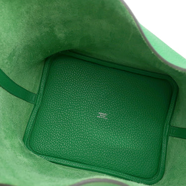 エルメス HERMES ピコタンロックMM モノクローム バンブー トリヨンクレマンス ハンドバッグ 緑 グリーン金具