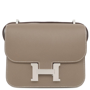 エルメス HERMES コンスタンス ミニ 3 ミロワール エトゥープ ヴォーエプソン ショルダーバッグ シルバー金具 新品 未使用 グレージュ