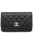 シャネル CHANEL マトラッセ チェーンウォレット ブラック レザー キャビアスキン チェーンウォレット ゴールド金具 黒 ココマーク ヴィンテージ金具