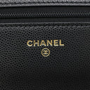 シャネル CHANEL マトラッセ チェーンウォレット ブラック レザー キャビアスキン チェーンウォレット ゴールド金具 黒 ココマーク ヴィンテージ金具