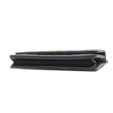 シャネル CHANEL マトラッセ チェーンウォレット ブラック レザー キャビアスキン チェーンウォレット ゴールド金具 黒 ココマーク ヴィンテージ金具