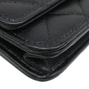 シャネル CHANEL マトラッセ チェーンウォレット ブラック レザー キャビアスキン チェーンウォレット ゴールド金具 黒 ココマーク ヴィンテージ金具