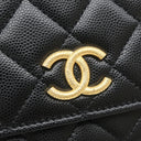 シャネル CHANEL マトラッセ チェーンウォレット ブラック レザー キャビアスキン チェーンウォレット ゴールド金具 黒 ココマーク ヴィンテージ金具