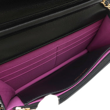 シャネル CHANEL マトラッセ チェーンウォレット ブラック レザー キャビアスキン チェーンウォレット ゴールド金具 黒 ココマーク ヴィンテージ金具