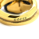 グッチ GUCCI ダブルタイガーヘッド ブラック×ゴールド メタル エナメル 色石 リング 指輪 エナメル ゴールド 虎 トラ とら ラップアラウンド 二重 2連 ミケーレ 9号