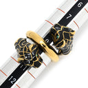 グッチ GUCCI ダブルタイガーヘッド ブラック×ゴールド メタル エナメル 色石 リング 指輪 エナメル ゴールド 虎 トラ とら ラップアラウンド 二重 2連 ミケーレ 9号