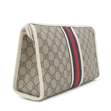 グッチ GUCCI オフィディア GG 598234 ベージュ×ホワイト GGスプリームキャンバス ポーチ ゴールド金具 クラッチバッグ セカンドバッグ