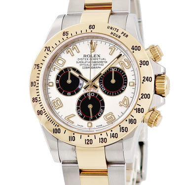 腕時計 ロレックス ROLEX コスモグラフ デイトナ 116523 ランダム番 自動巻き メンズ ランダム番 K18YG×SS コンビ クロノ 白×黒 パンダ文字盤