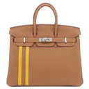 エルメス HERMES バーキン25 オフィサー ゴールド×ジョーヌアンブレ トゴ ヴォースイフト ハンドバッグ シルバー金具