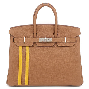 エルメス HERMES バーキン25 オフィサー ゴールド×ジョーヌアンブレ トゴ ヴォースイフト ハンドバッグ シルバー金具